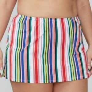 SWIM by Cacique Rainbow Striped Side Slit Swim Skirt size 26
